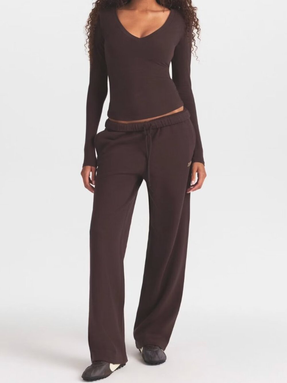 SKIMS Boyfriend Fleece Pants Espresso Chocolate Brown XS EUC Sweatpants